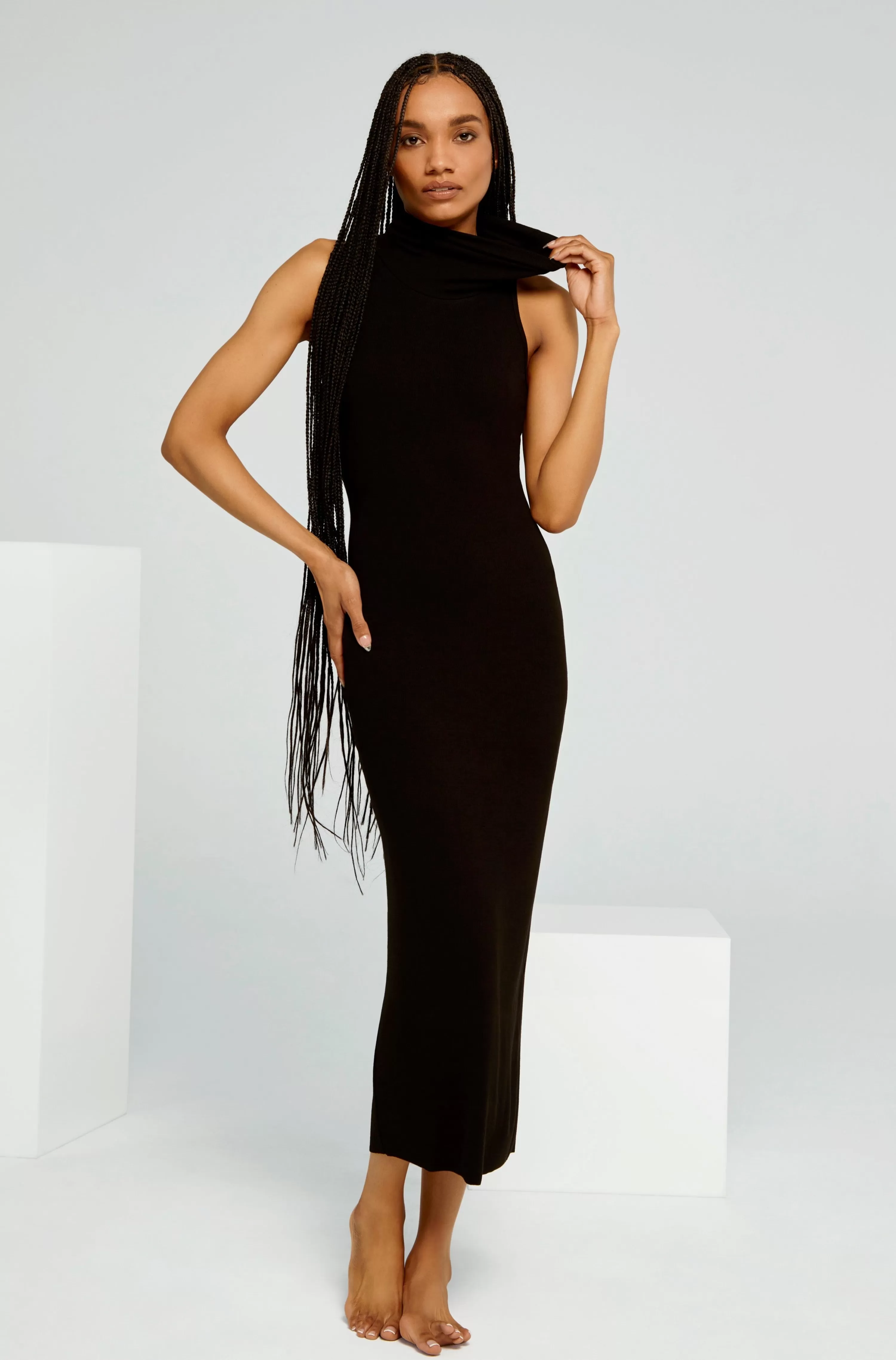 Dresses | BUMPSUIT Soft Rib Turtleneck Dress Black